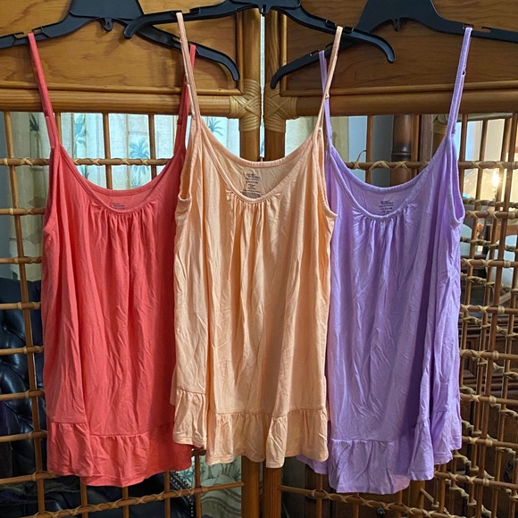 Women's Sleeveless Pajama Tops - Coral, Peach, Lavender - Picture 1 of 4